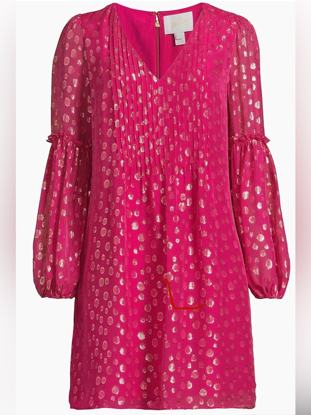 Lilly Pulitzer Hot Pink Dress with Metallic Gold Dots